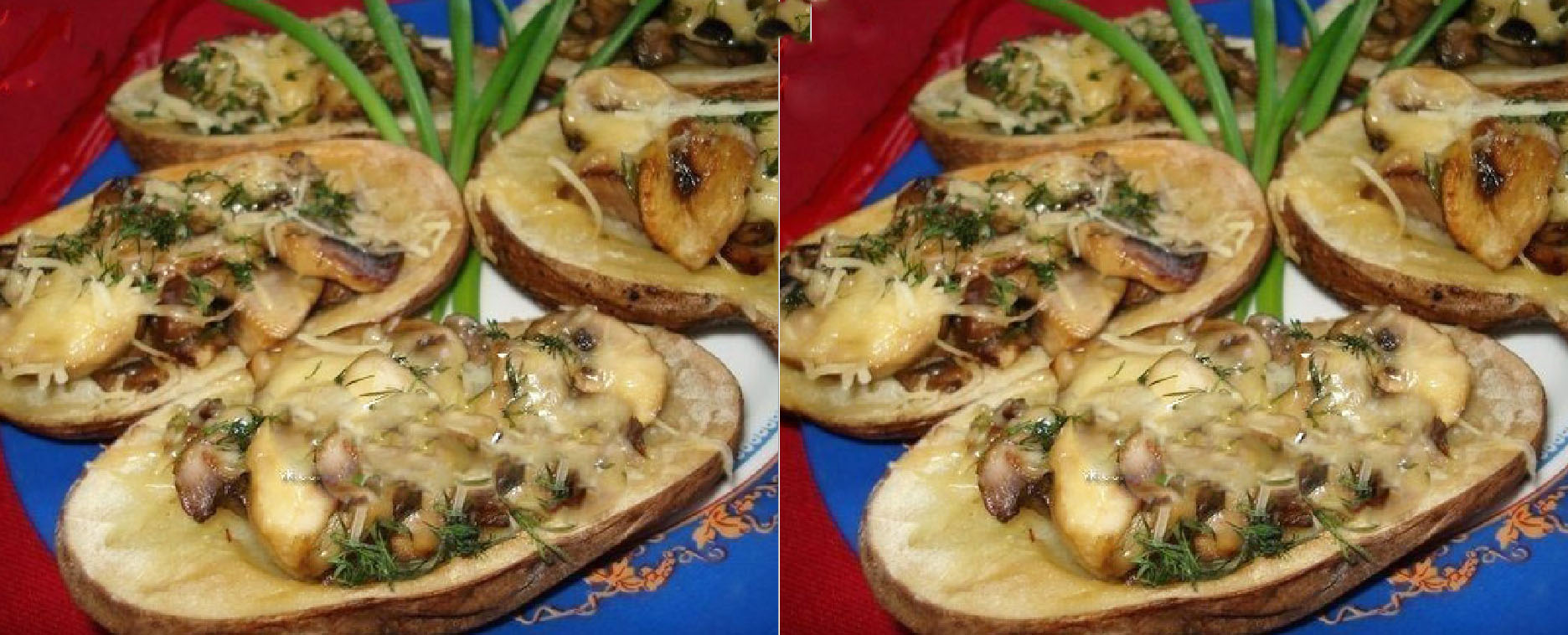 Картофель запеченный с грибами и сыром