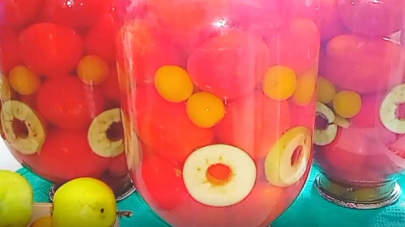Помидоры с яблоками и алычой на зиму🍅🍏🍅🍏