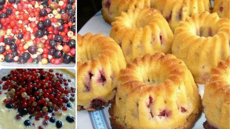 Маффины с ягодами на обычном кефире🍩🍩🍩