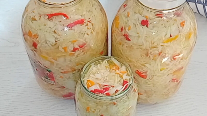 Быстрый маринованный салат с капустой