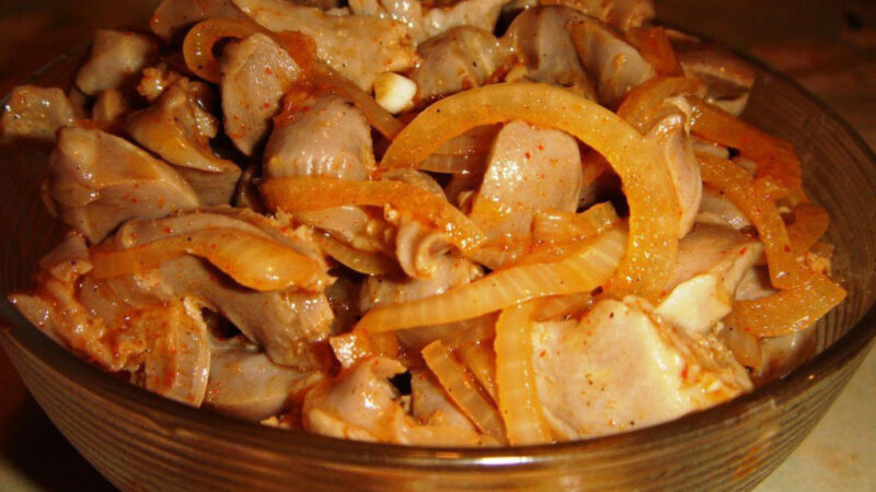 Куриные желудочки по-корейски