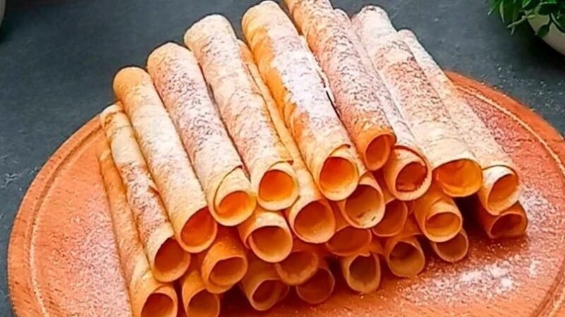 Χрустящие вафельные трубочки без духовки и вафельницы
