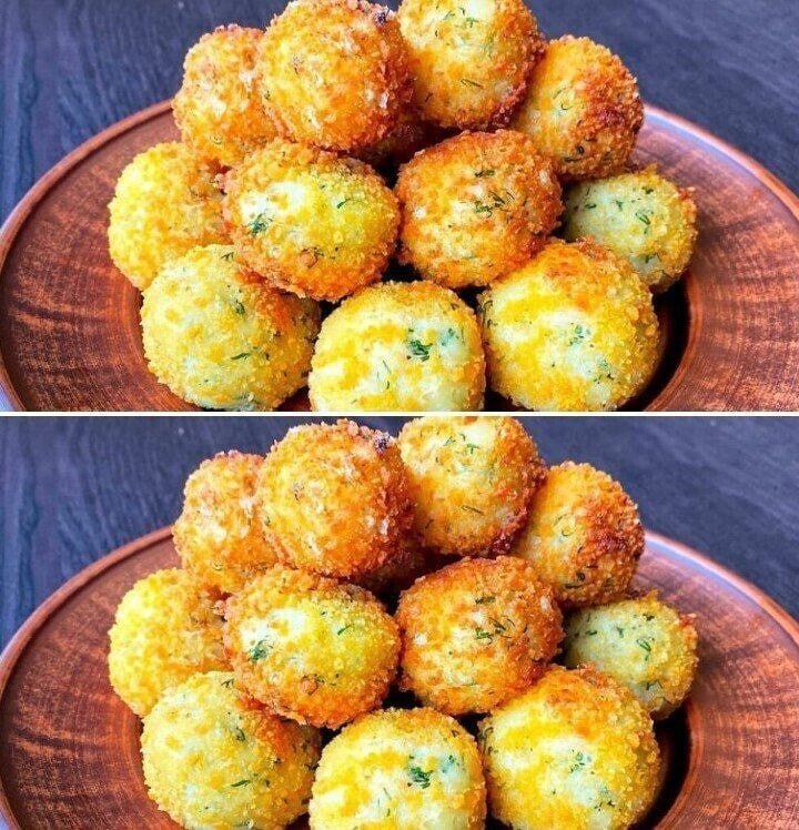 Хрустящие картофельные сырные шарики из вчерашнего пюре